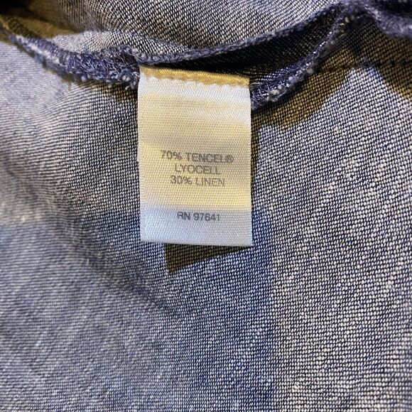 J Jill Large Blue Sleeveless Chambray Linen Blend Shirt Size Large - Picture 8 of 8